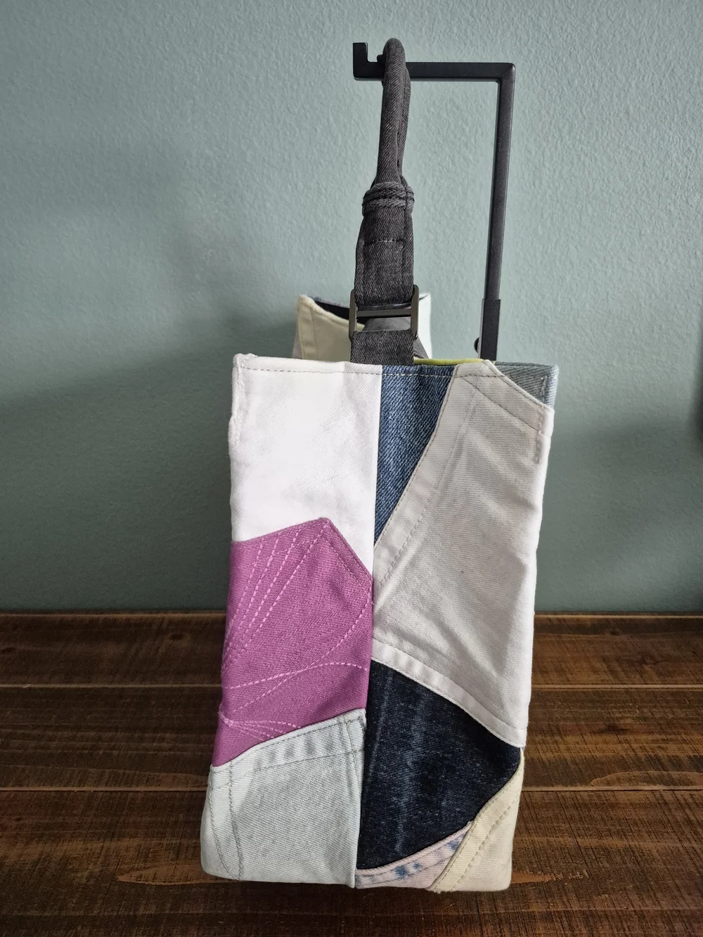 Multicolor Denim Patchwork Satchel/Tote Bag